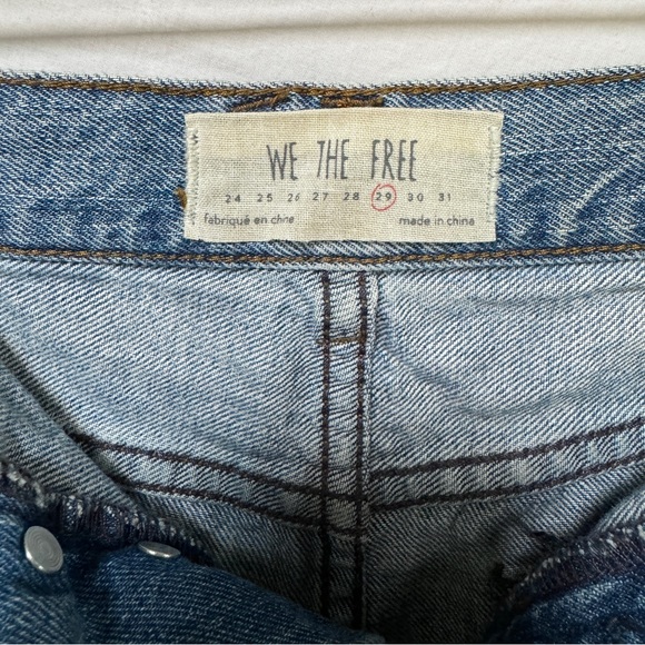 Free People Distressed Jean High Waisted Cut Off Denim Button-Up Booty Shorts - Picture 7 of 9